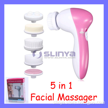 5 in 1 Electric Wash Face Care Kits Machine Facial Pore Cleaner Body Cleaning Massage Mini Skin Beauty Massager Brush (AE-8782)